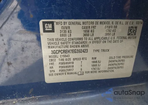 2014 Chevrolet Silverado 1500 1Lt z USA, uszkodzony, nr VIN 3GCPCREH7EG392423